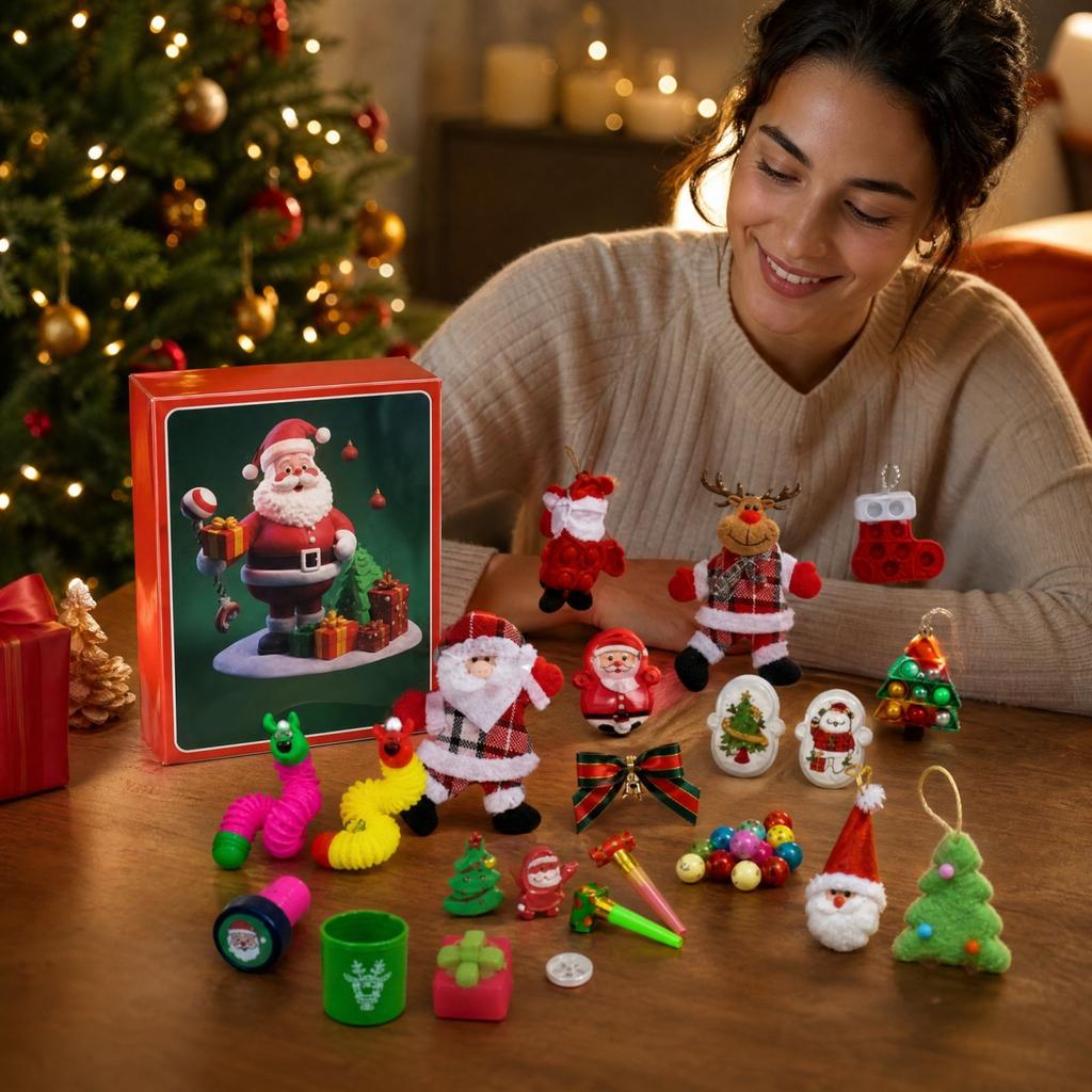 Christmas Advent Calendar Days 3D with Figurines and Toys for Kids
