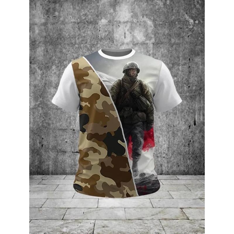 T-Shirt für Herren Druck Kurzarm Top 3D Lässig Street Herren T-Shirt Übergroßes T-Shirt Herren Vintage Kleidung Shirt