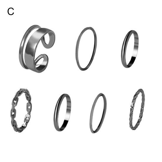 1 conjunto de anéis de junta geométricos punk unissex galvanoplastia anéis de dedo de longa duração