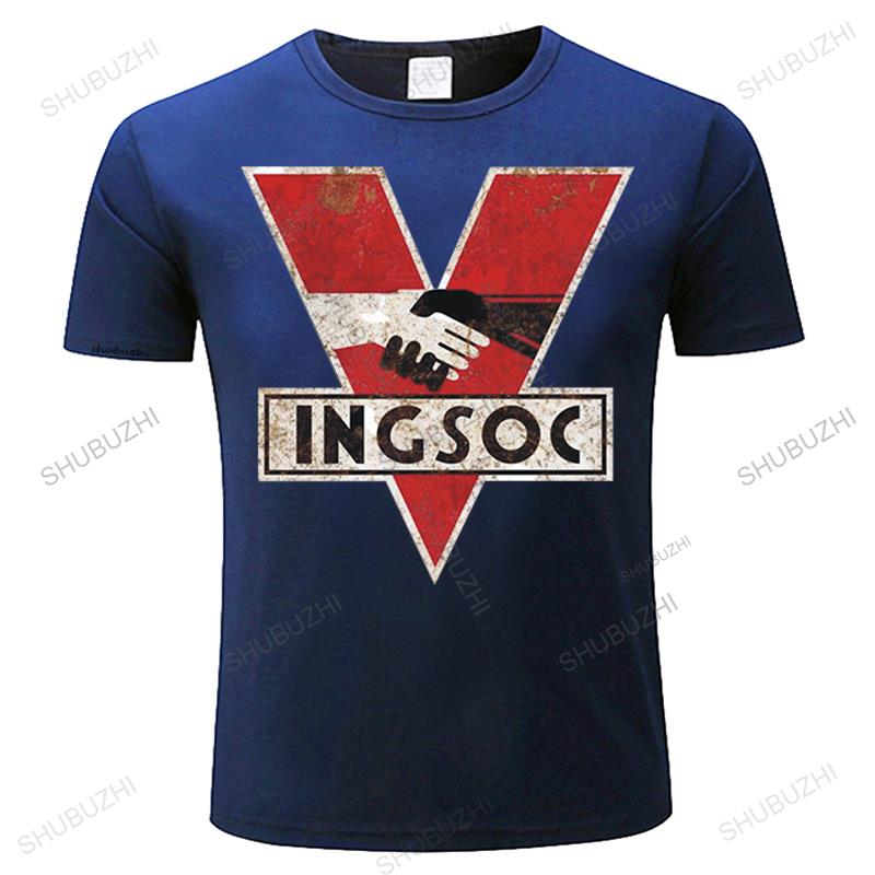 Herren 1984 INGSOC George Orwell T-Shirt Big Brother Distressed Design Bladerunner Lässiges Stolz T-Shirt Herren Vintage T-Shirt