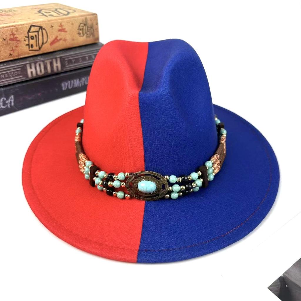 European And American Top Hat Women'S Literary And Retro Ethnic Style Jazz Hat Retro Decorative Lace-Up Men'S Denim Hat