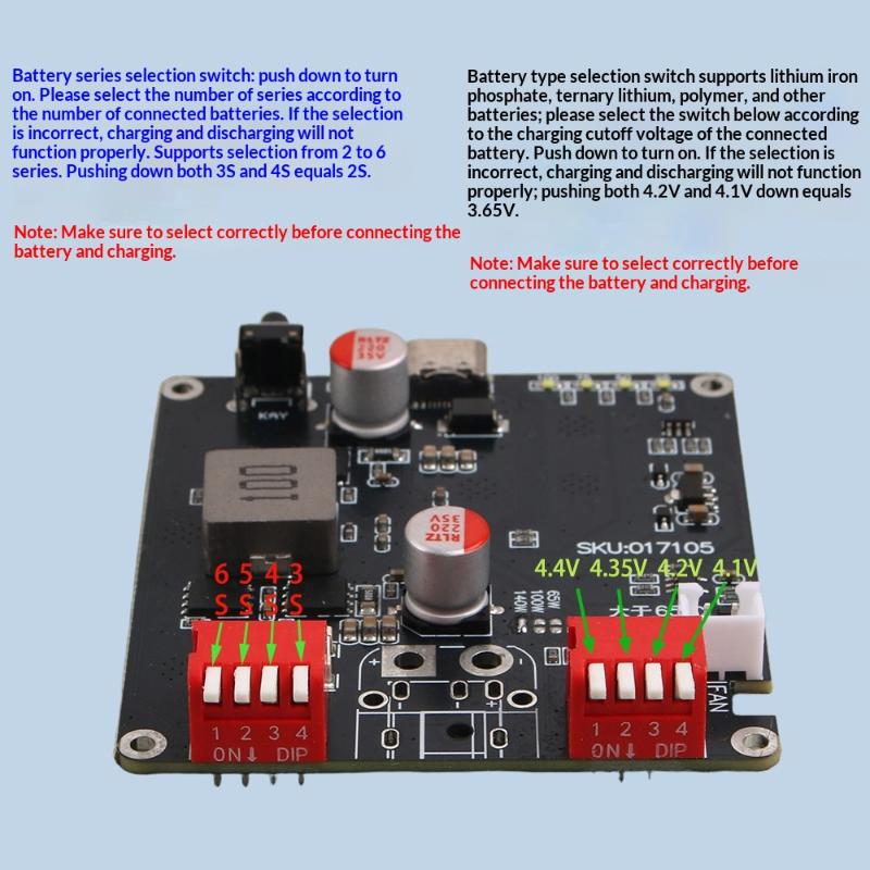 140W 2-6S Ip2366 Lithium Battery Charging Board Bidirectional Fast Charging Module With Automatic Temperature Control Function