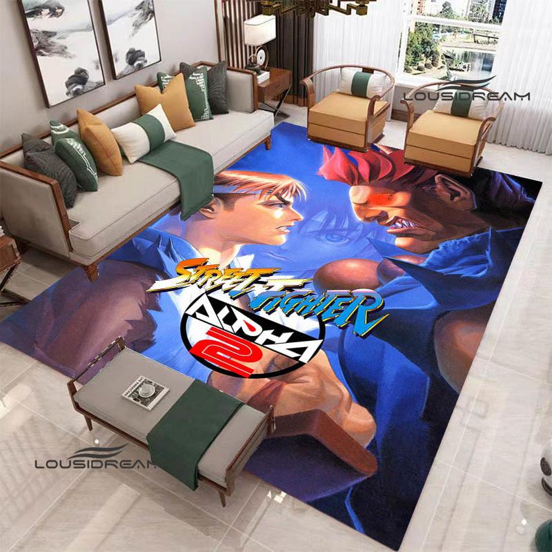 Klassisches Spiel Street Fighter Bedruckter Teppich Wohnzimmer Schlafzimmer Teppich Rutschfeste Fußmatte Foto-Requisiten Geburtstagsgeschenk