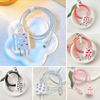 Love Pattern Charging Cable Protector for Apple 18/20W Charger Transparent Protective Rope Wear-Resistant All-Round Protection Phone Accessories