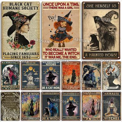 Artisan Halloween Metallschild Hexen Blechschild Mädchen Dekorative Platte Wanddekoration Garage Bar Pub Club Hotel Küche Zuhause
