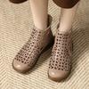 Fashion GKTINOO Large Size 2025 Genuine Leather Summer Sandals Breathable Hollow Boots Flat Soft Non-slip Comfortable Sandalias De Mujer