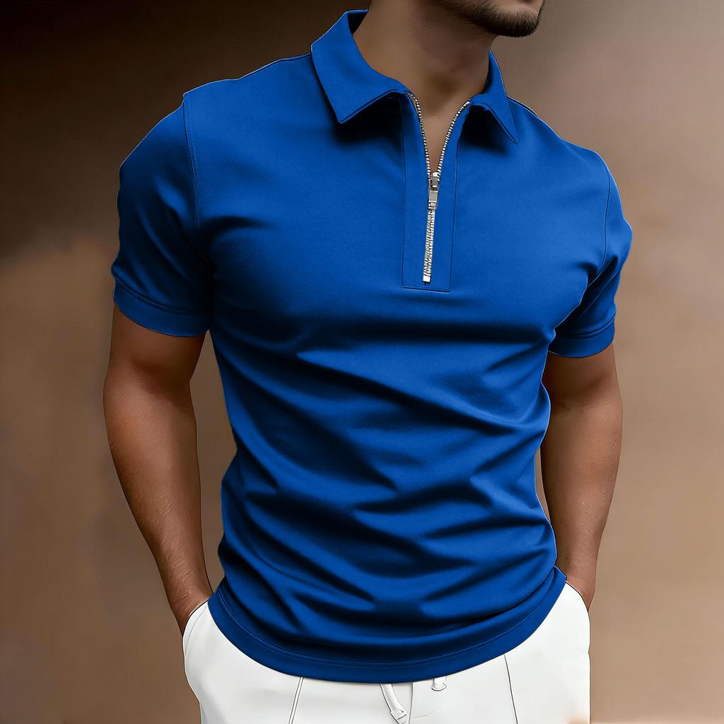 Men's Short-sleeved Button-down T-shirt