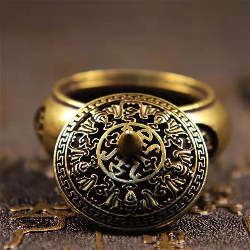 1PC Retro Copper Incense Burner Incense Holder With Cover Twelve Chinese Zodiac Sign Censer Carving Desktop Ornament