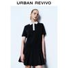 UR 2025 Spring Women's Collegiate Contrast Collar Mini Short-Sleeve Dress