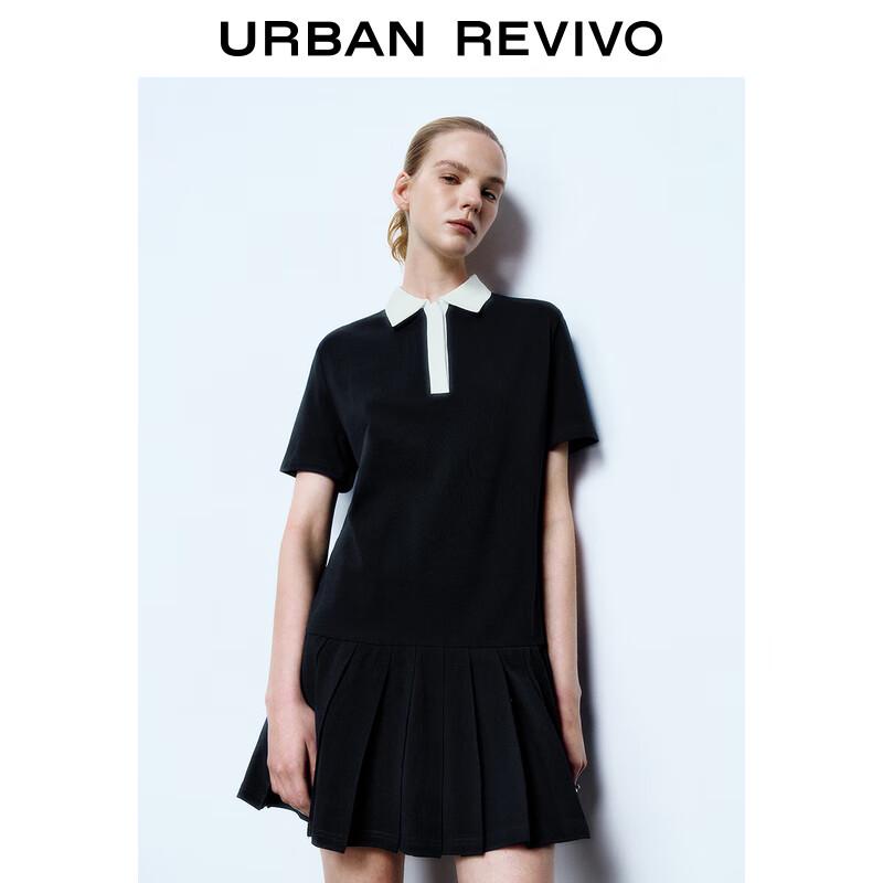 UR 2025 Spring Women's Collegiate Contrast Collar Mini Short-Sleeve Dress