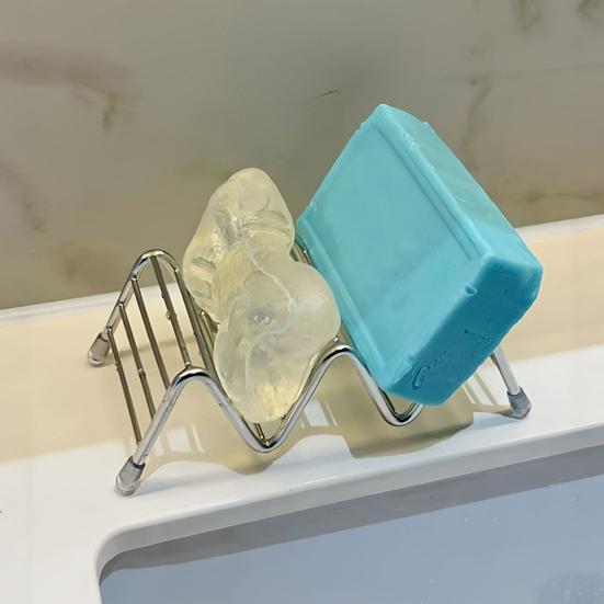 Soap Rack Nail-Free Adhesive Soap Tray with Drainage Holes Waterproof Soap Holder Bathroom Storage Organizer