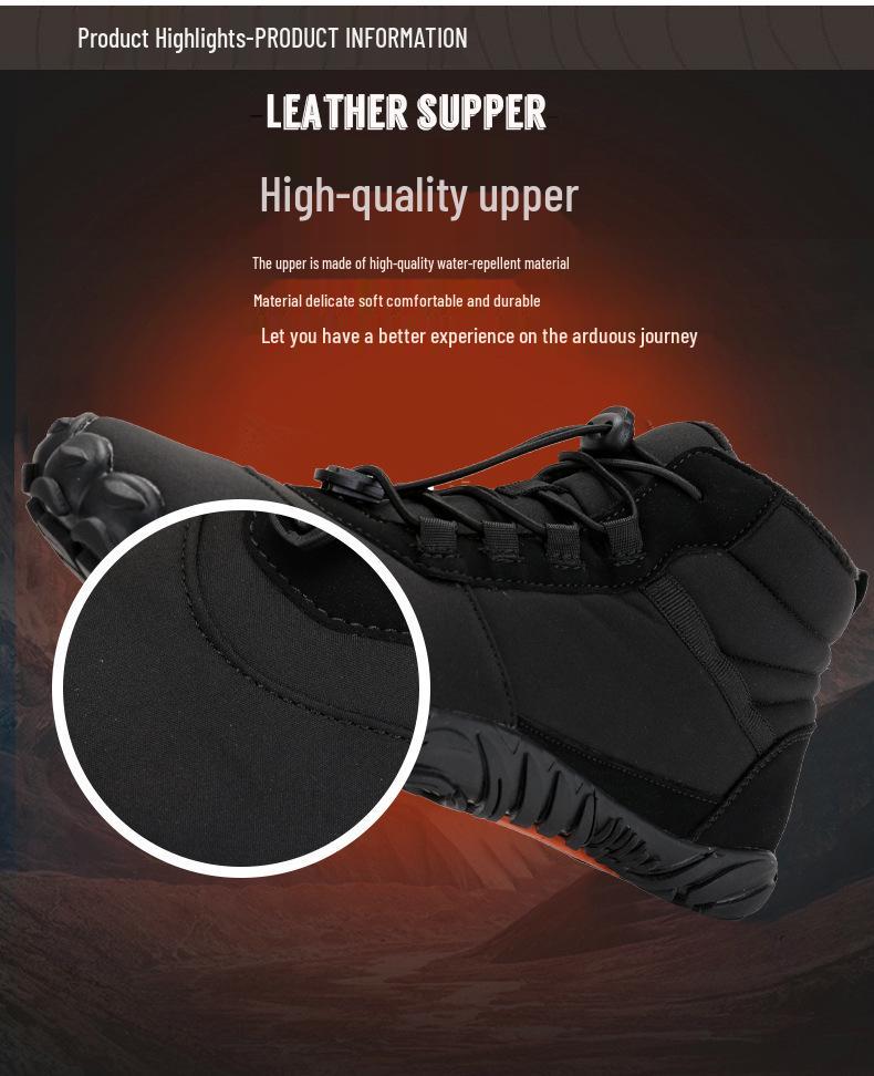 Men's Waterproof Velvet-Lined High-Top Snow Boots: Shock-Absorbing, Warm Cotton Shoes for Winter Sports.