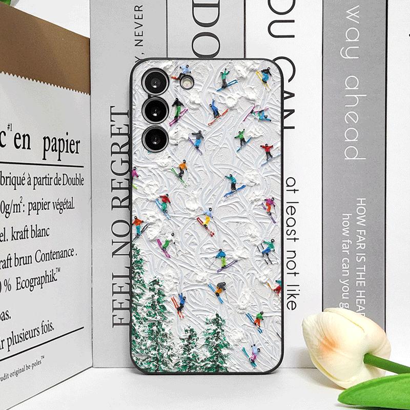 Oil Painting of Snow Scene Skiing Pattern Phone Case for Samsung Galaxy A56 A14 A55 A16 A54 A36 A53 A52 A51 A50 Soft Cover Shell