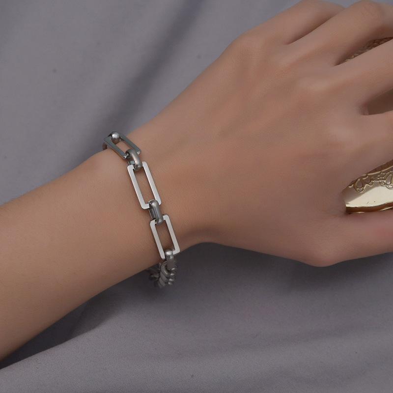 Hip-hop Cuban Double-layer Titanium Steel Splicing Non-fading Bracelet Ins Trendy Niche Design Men's Cold Style Jewelry Women