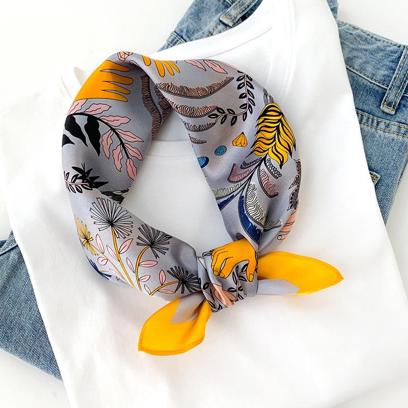 Women 70*70cm Square Silk Scarf/scarves Luxury Wrap  Hair Tie Band Bag Warp Soft Neckerchief Hijab Headscarf Female Foulard