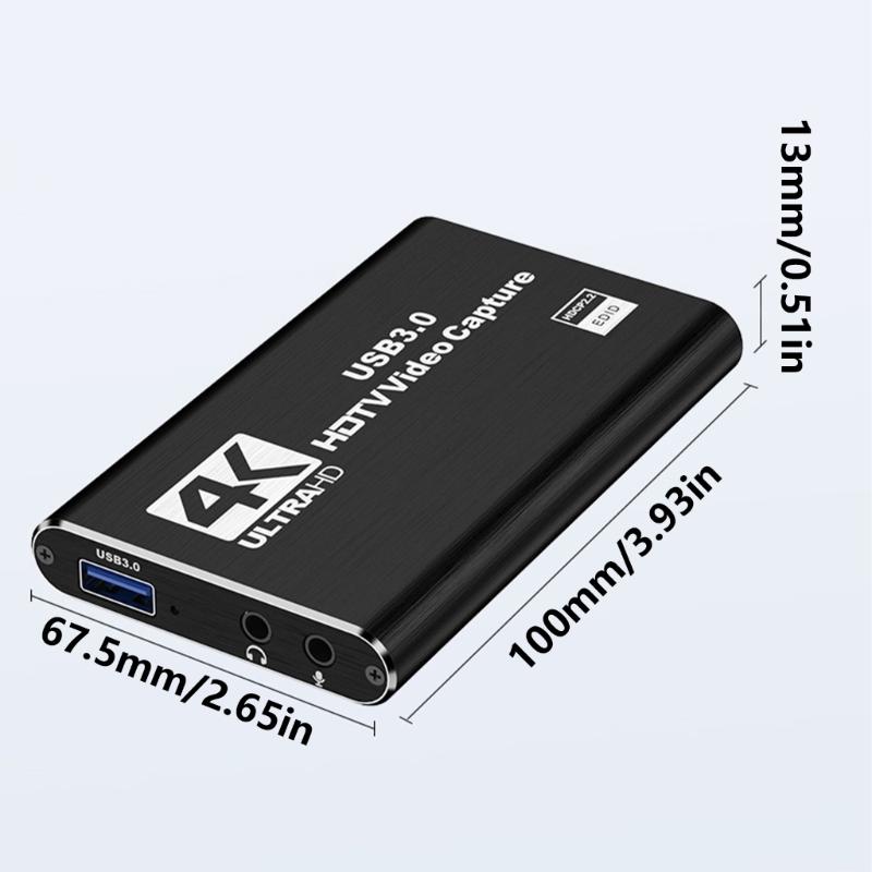 USB 3.0 to HDTV Video Capture Card 4K Video Recording Device Transfer Record Grabbers for Recording Live Streaming