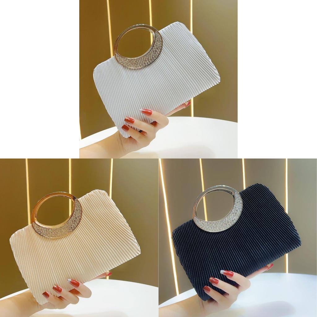 Elegant Evening Clutch Bag With Pleated Design For Formal Events