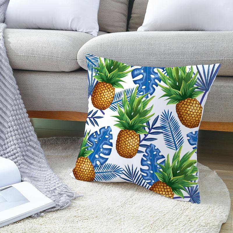 Summer Tropical Plants Decorative Pillowcase Green Leaves Throw Pillow Case Polyester Printing Pillow Cover 45X45Cm
