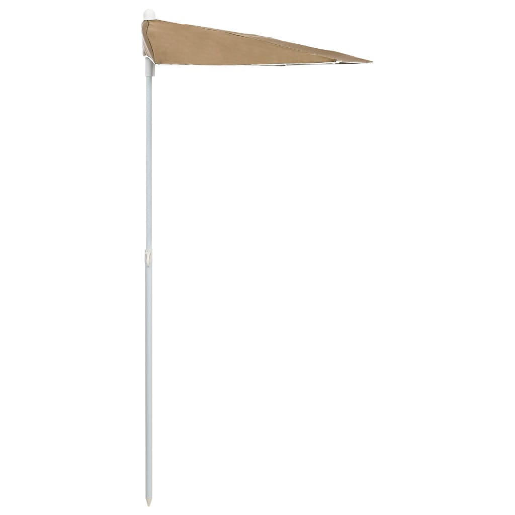 Half Sun Umbrella with Pole 180 x 90 cm Taupe