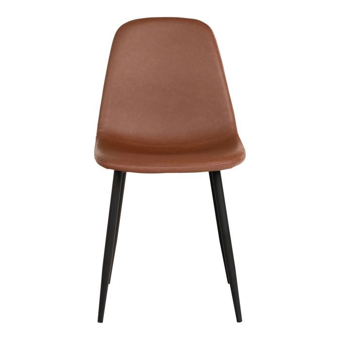 Chaise de salle à manger - HOUSE NORDIC - Stockholm - Cuir synthétique marron - Pieds métal noir - Lot de 2