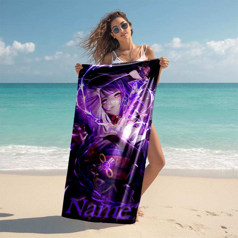 Personalized customized proof beach towel with Genshin Impact Balzebub pattern - soft, absorbent,quick-drying,perfect swimming,camping&bathing