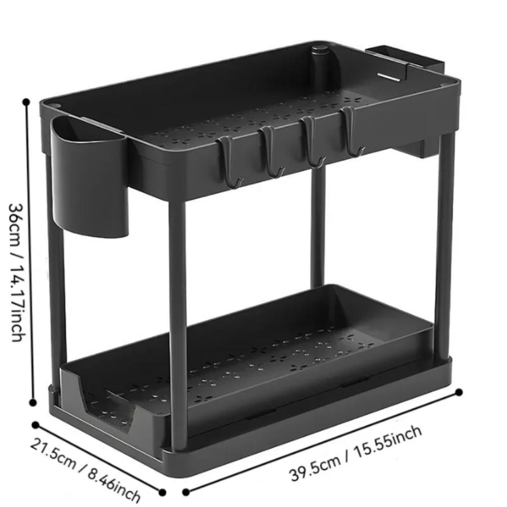 Multi-function Sliding Cabinet Basket 2 Tier Under Sink Organizer Kitchen Sink Organizer Kitchen чёрный