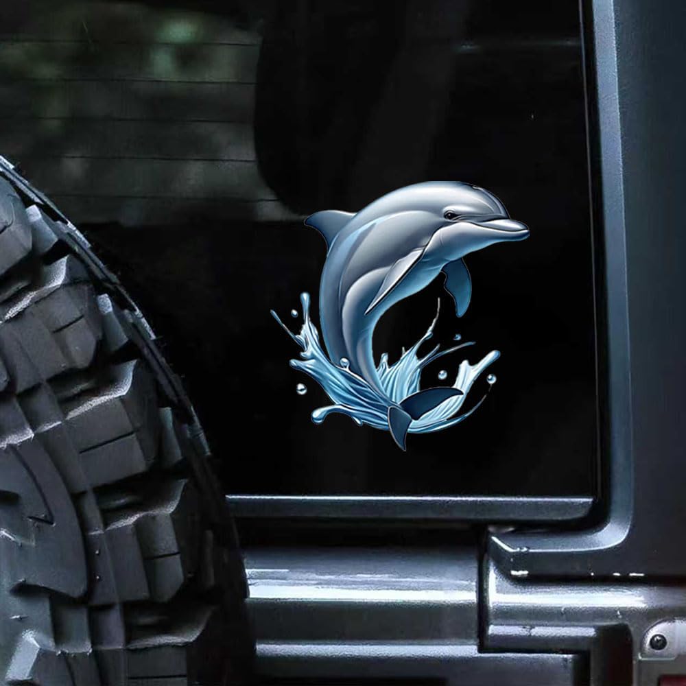 2PC Dolphin Splash Vinyl Decals Waterproof Stickers for Car Truck Bumper Motorcycle Laptop Wall Removable Durable A-87