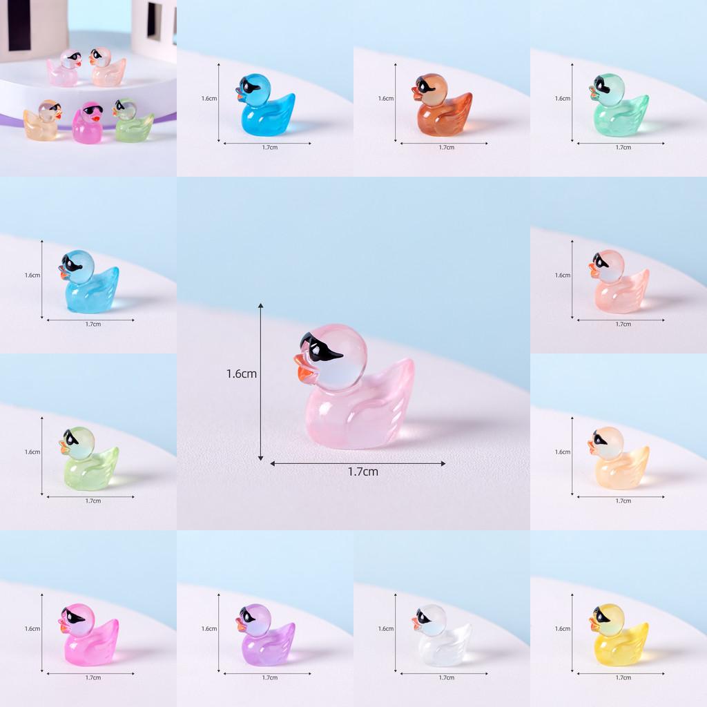 Adorable Resin Miniature Duck Figurine With Glow In The Dark Sunglasses For Garden Decor