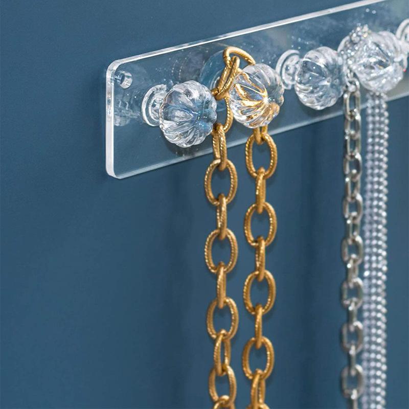 Modern Transparent Acrylic Jewelry Organizer - Wall Mounted, Square Design, Ideal for Necklaces, Bracelets, Earrings, and Rings, Holds Up To