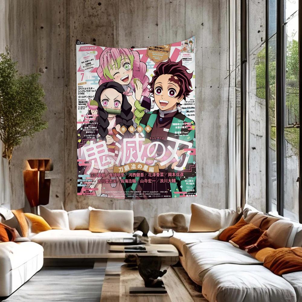 Kanroji Mitsuri Demon Slayer Tapestry Anime Hippie Flower Wall Carpets Dorm Decor Wall Hanging Home Decor for Dorm Room
