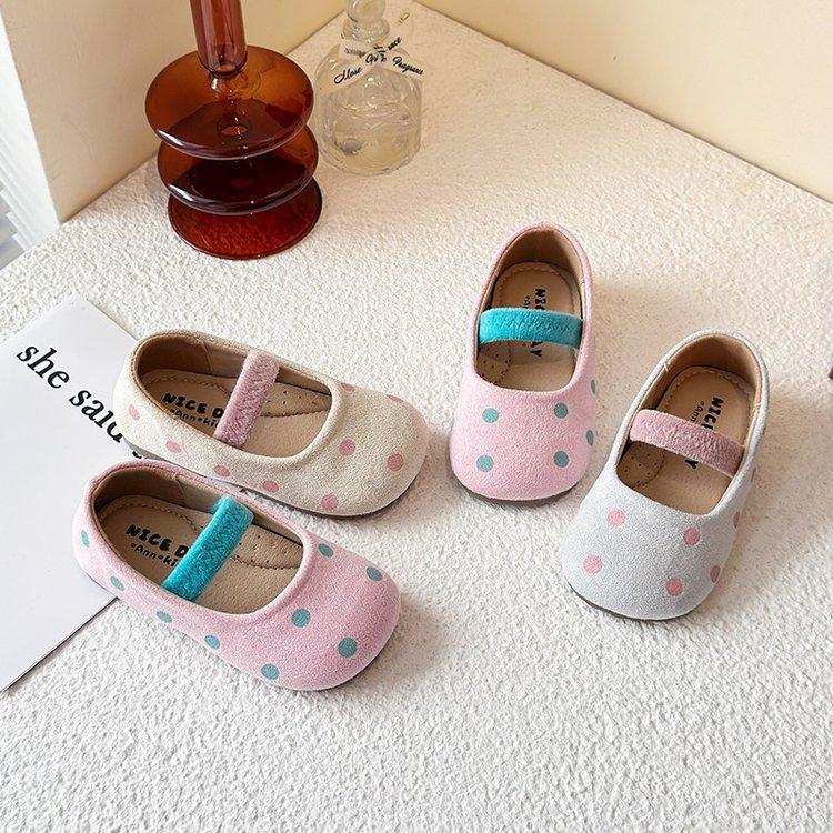 Women's treasure leather shoes 2025 spring and autumn new ballet round head small ladyshoes girls shoes princess women's treasure dopamine polka dot
