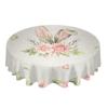 Easter Watercolor Rabbit Flower Round Table Cloth Festival Dining Waterproof Tablecloth Table Cover For Wedding Party Decor