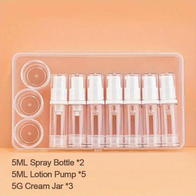 1 Set 5/10ML Clear Empty Refillable Airless Vacuum Pump Cream Lotion And Spray Sample Packing For Toiletries Portable Bottle Set