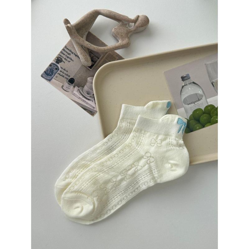 Female Summer Breathable Mesh All Match Heel Bow Short Tube Socks