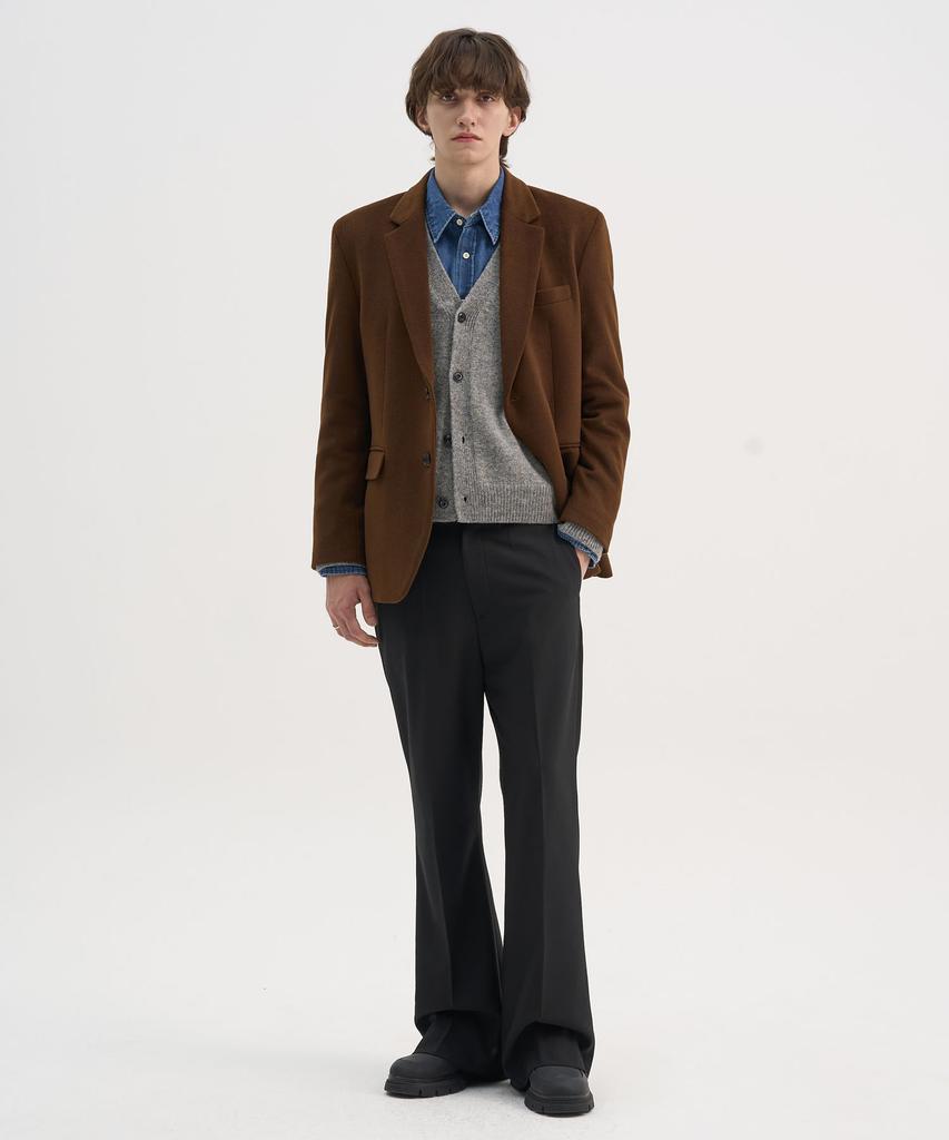Trip Le Sens [100% Wool] Pure Light 4-Button Crop Cardigan_Gray
