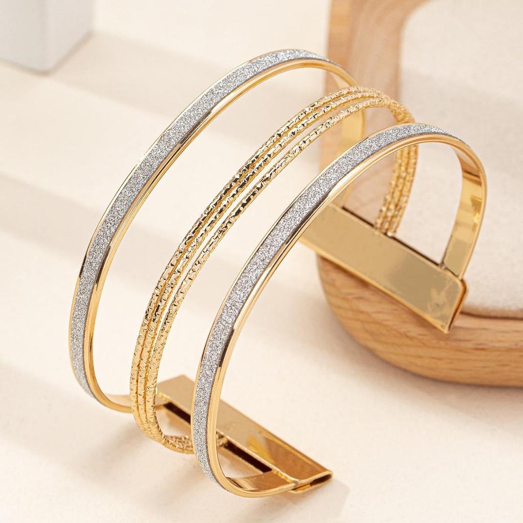 New Frosted Texture Geometric Open Cuff Bracelet: High-End Design and Versatile Style