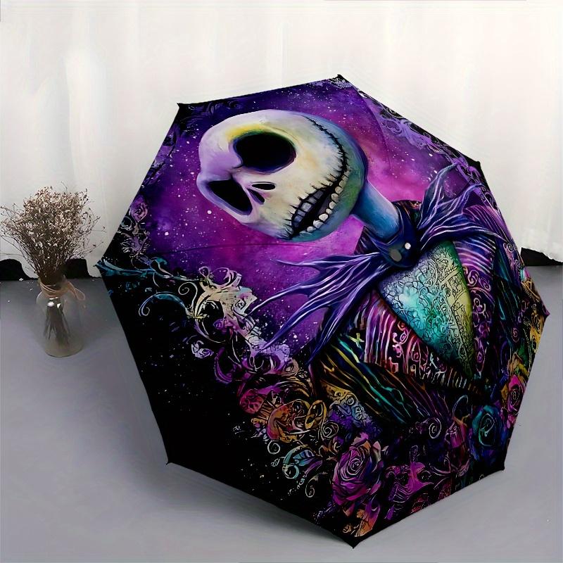 1 Auto Open Jack Skellington, Nightmare Before Christmas Themed Colorful 8-rib Portable Umbrella for Men and Women, A Compact Commuting Comp