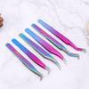 Tweezers For Eyelash Extension Colorful Stainless Steel Superhard Tweezers High Precision Anti-Static Makeup Tweezers
