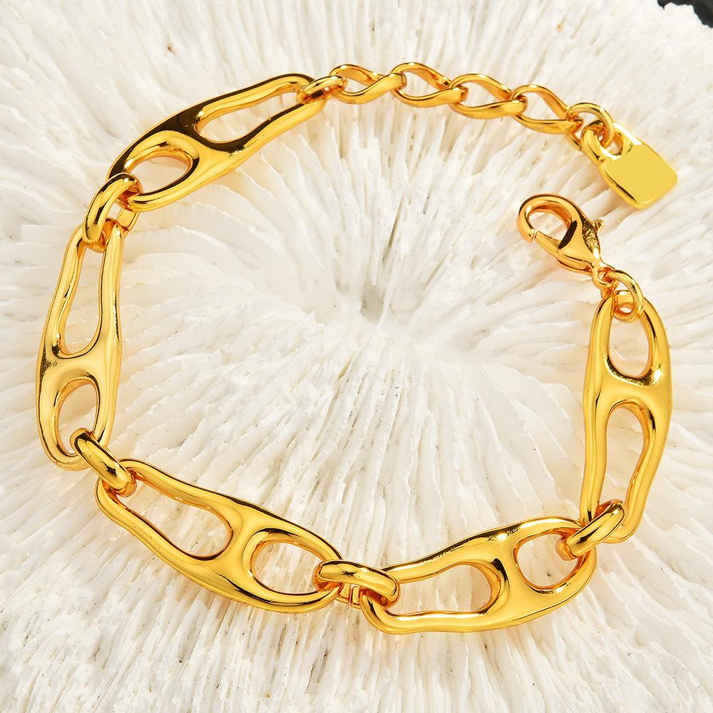 Spain Dy Handmade Beaded Bracelet Stainless Steel Accessories Peach Heart Small Lock Bracelet Simple Solid Bead Bracelet