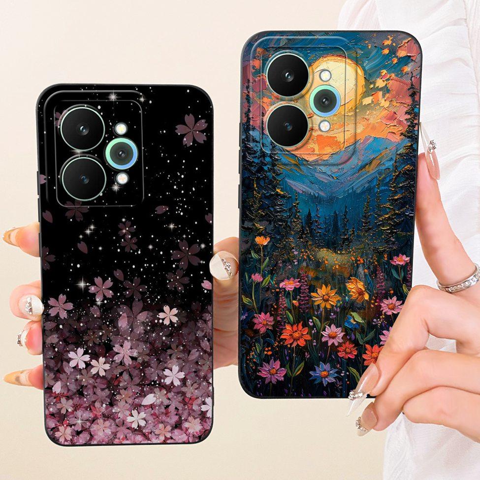 Cover For Realme 15 Pro Casing RMX5101 Silicone Luxury Fashion Flowers Kawaii Cute Painted Shockproof Phone Case