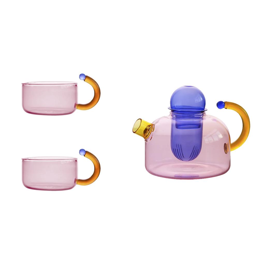 Kreativní žáruvzdorné skleněné konvičky na čaj Barevný kontrast Oddělování čaje a vody Domácí čajový servis Čajové soupravy Varná konvička Šálek na vodu