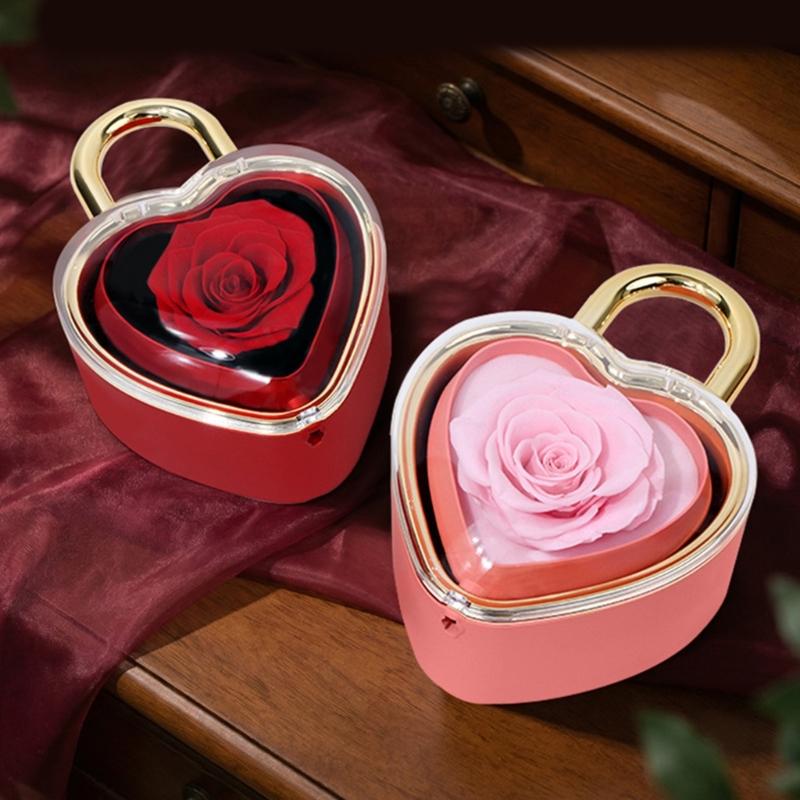 Decorative Heart Shaped Jewelry Gift Box with Key for Ring Presentation, Jewelry Storage, Vanity Display and Proposal Use