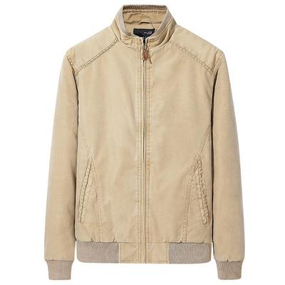 Veste Casual Homme Pur Coton Lavé Rétro Coupe Ajustée Col Montant Haut Tendance Mode Rétro Vêtements pour Homme