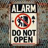 "2D Flat Classic 'Alarm Do Not Open' Metal Sign – Wall Hanging Plaque for Warehouses & Offices | Decor"