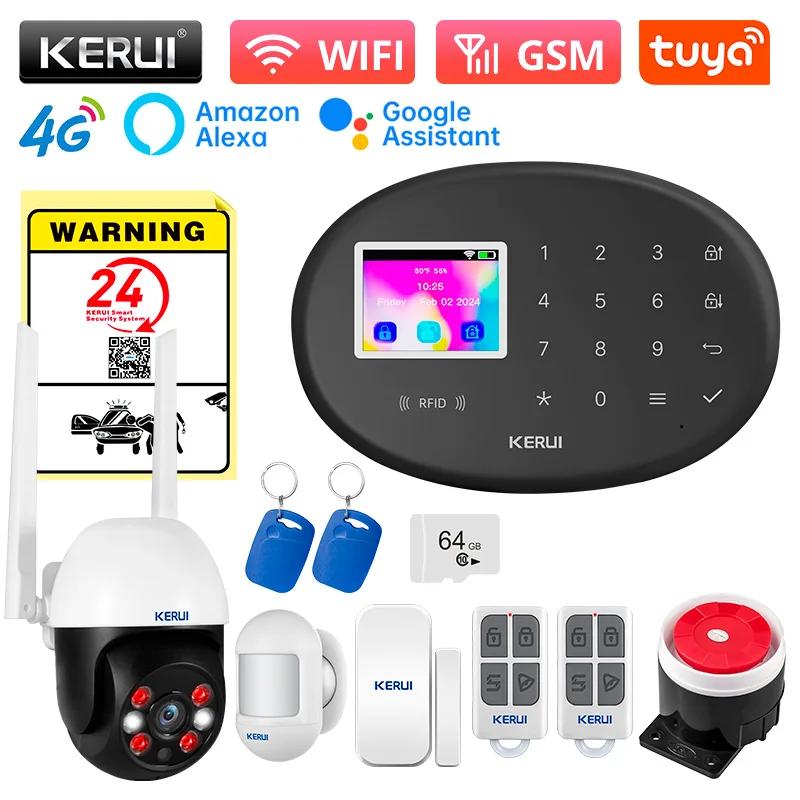 KERUI WiFi + 4G/2G Home Security Alarm System with PIR Motion Detector Door Sensor Tuya Smart Burglar Alarms Wireless Zones W204