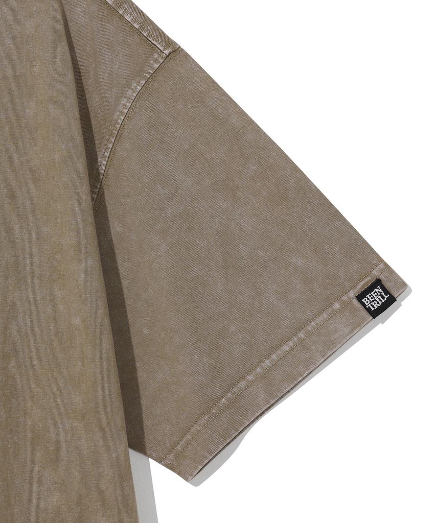 BEENTRILL Arch Logo Hashtag Pigment T-Shirt (Khaki)