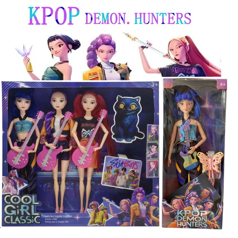 Kpop Demon Hunters Action Figure Toy Derpys Tiger Rumi Mira Zoey Sussy with Colorful Lights Theme Song for Fans Christmas Gifts