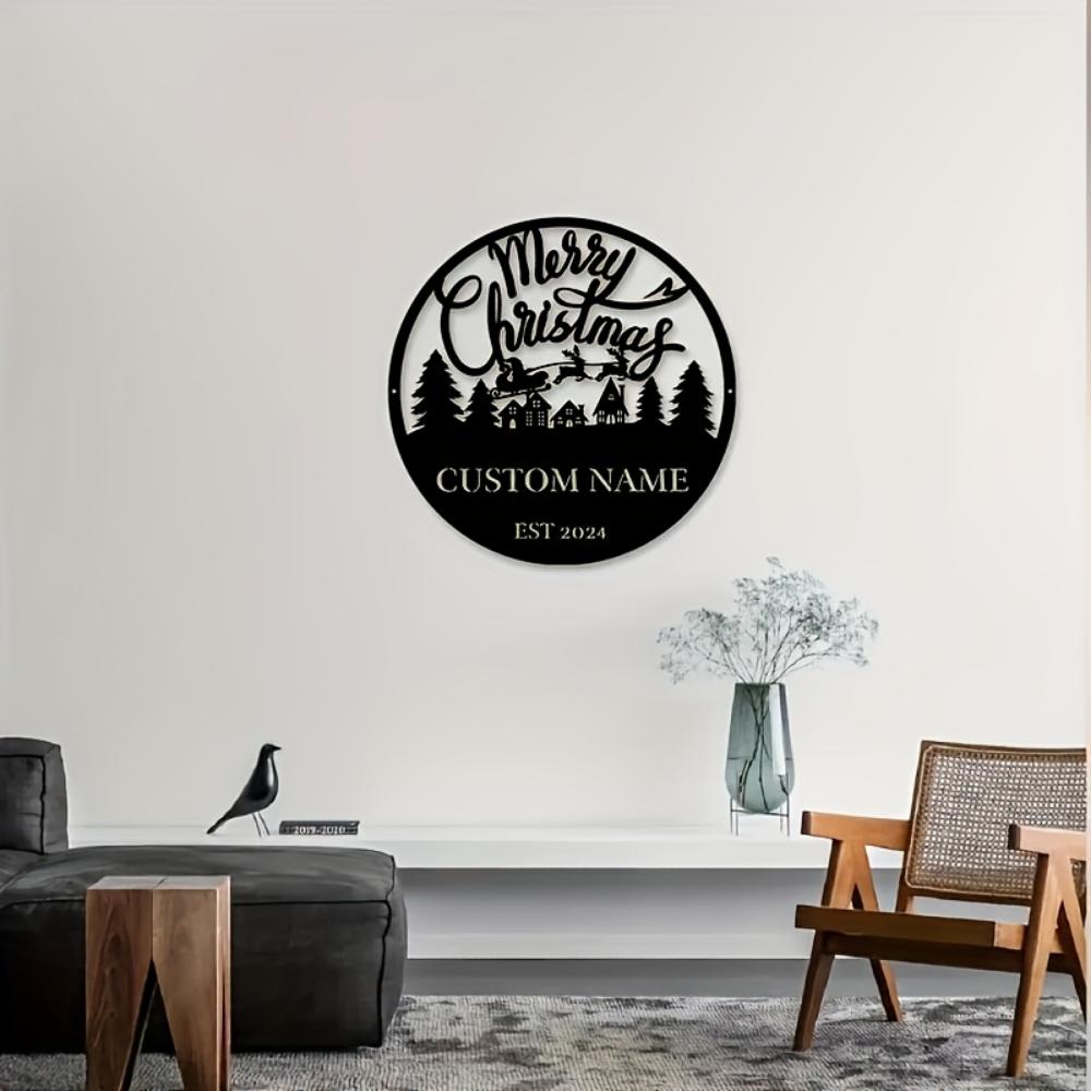 Rustic Metal Christmas Sign, Custom Family Name Plaque, Personalized Indoor Outdoor Decor, Holiday Gift for Home