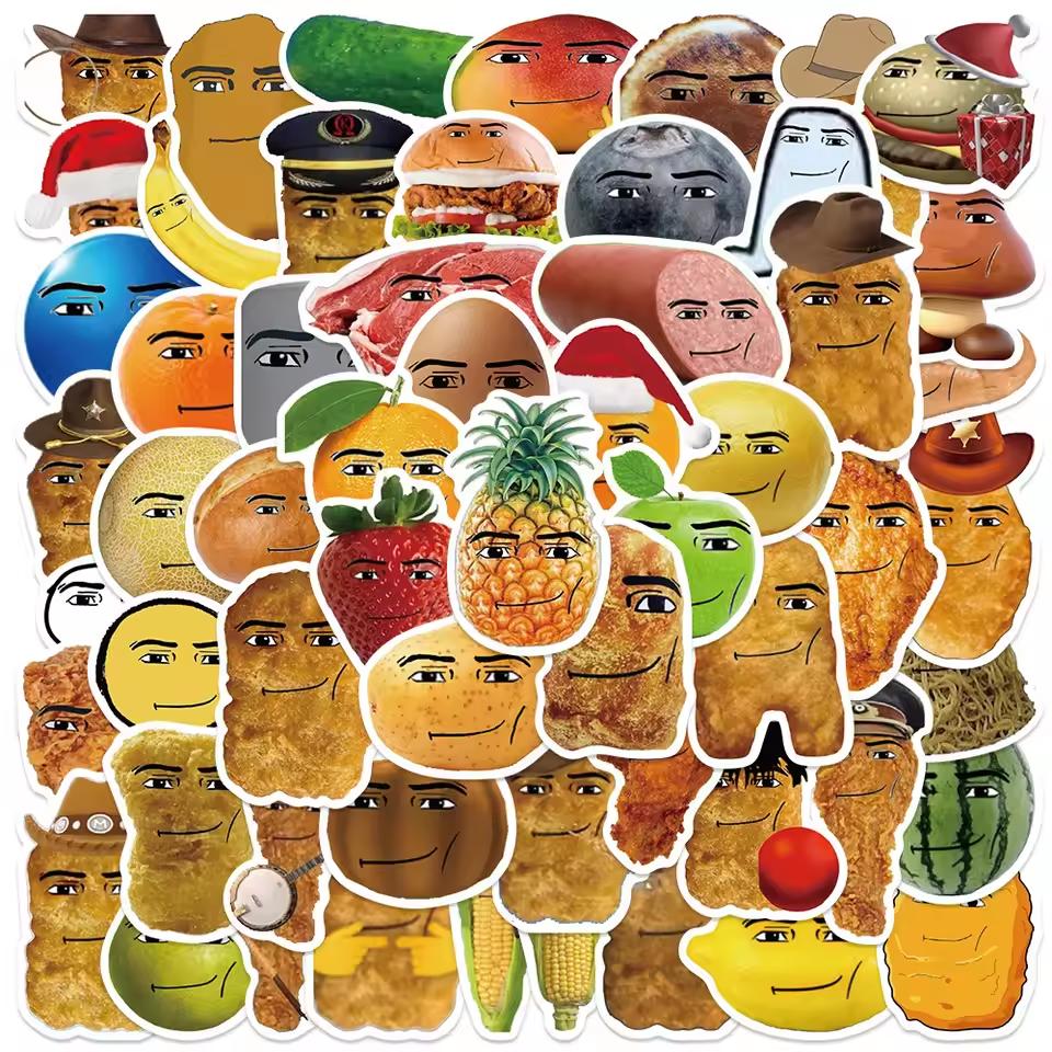 58Pcs Robloxs Face-Winning Smile-Chicken Nugget Meme Series Stickers Waterproof Decorative For Water Cup Phone Case Stickers