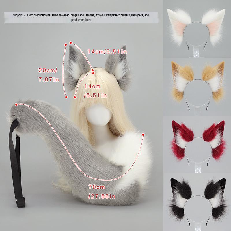 Halloween Fox Ears & Tail Set - Yokai Fox Cosplay Prop, Handmade Fox Girl Kemonomimi Headband